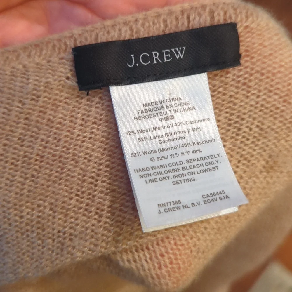J. Crew Tan Cashmere-blend popover Boatneck Soft Striped poncho OS - Picture 7 of 9